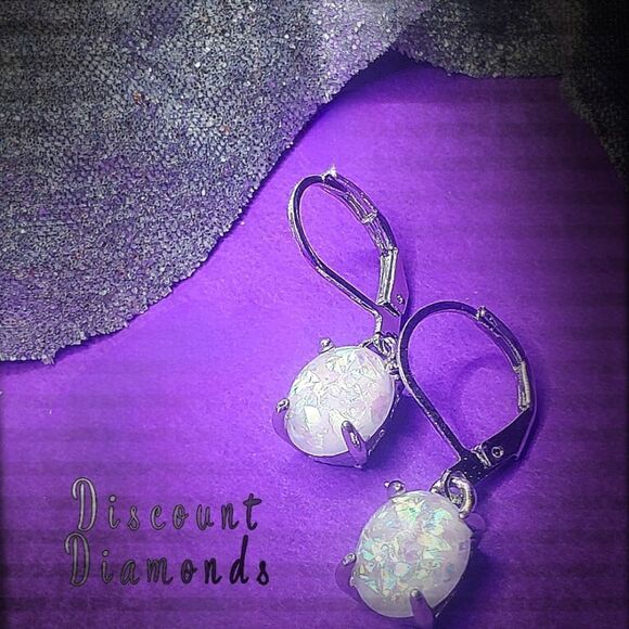 2.0 Ct.Fire Opal Dangling Leverback Earrings on 925 Silver - Women's Jewelry - Picture 1 of 12